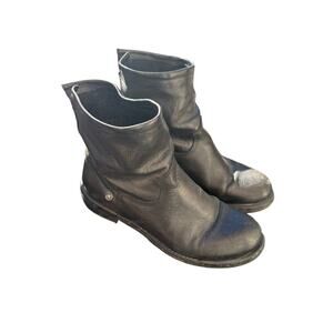 Women's Black Italian-Made 100% Leather Moto Boots Size 7 – Florence